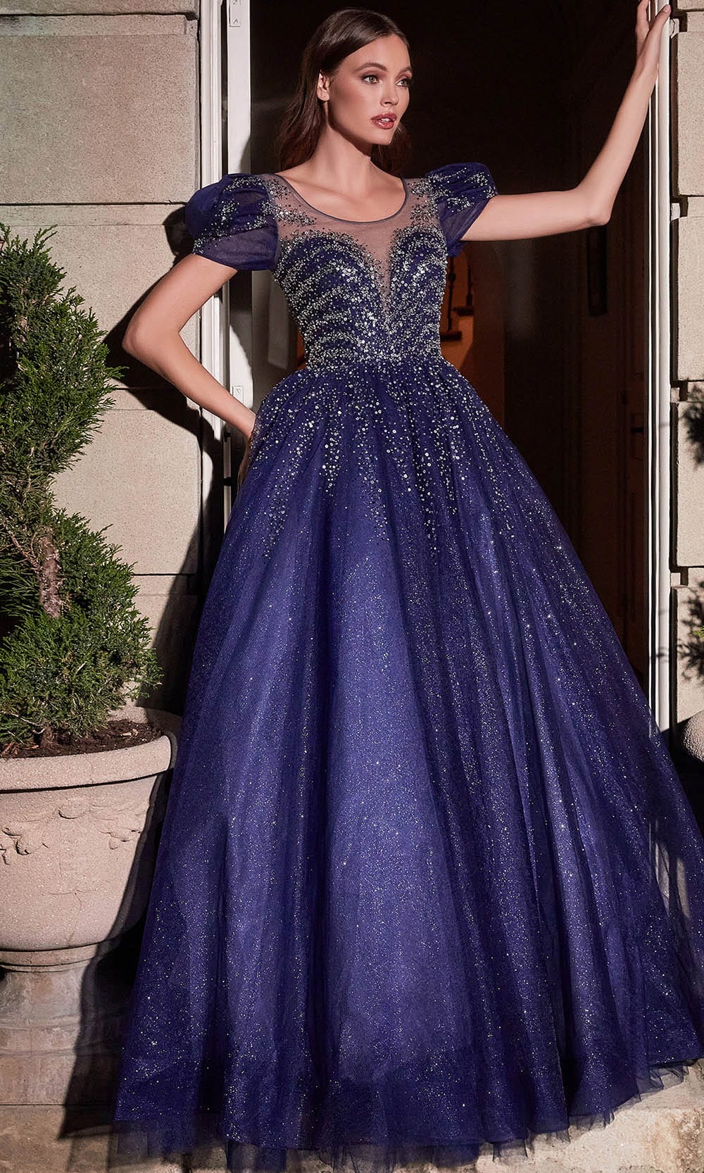 Cinderella Divine B702 - Beaded Ball gown Special Occasion Dress 2 / Navy
