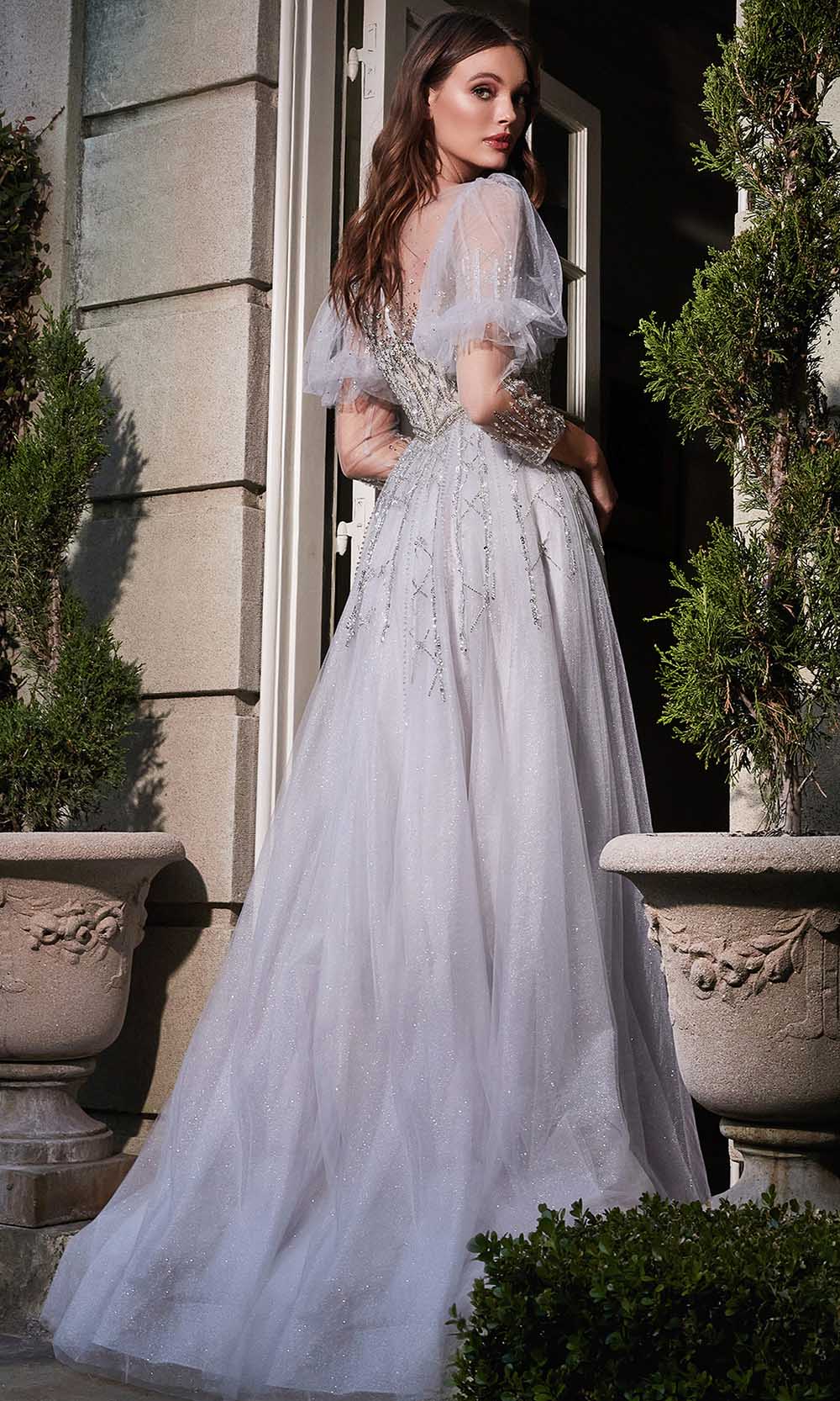 Cinderella Divine B707 - Puffed Sleeves Bridal Gown Special Occasion Dress