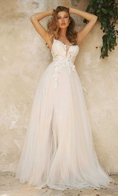 Cinderella Divine Bridal - CB072W Sleeveless Layered Tulle Gown Bridal Dresses 2 / Off White