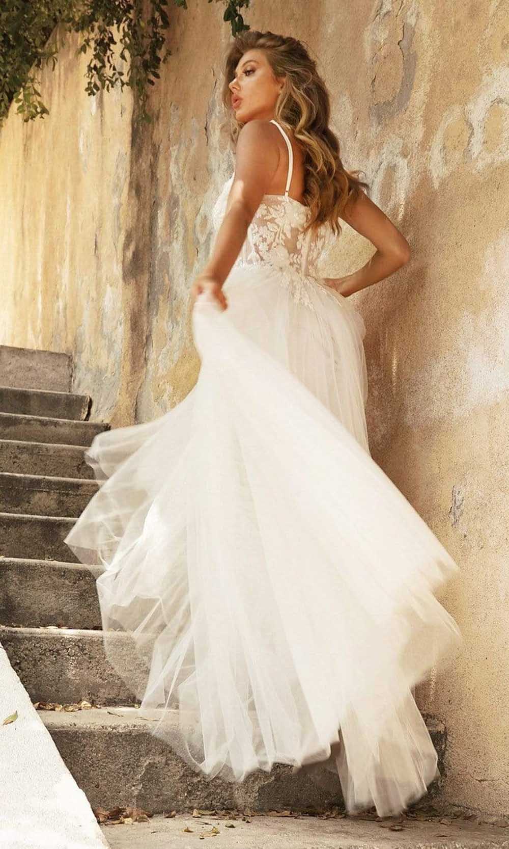 Cinderella Divine Bridal - CB072W Sleeveless Layered Tulle Gown Bridal Dresses