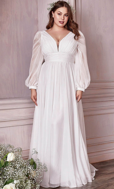 Cinderella Divine Bridal CD0192W - V-neck Bridal Gown Special Occasion Dress XXS / Off White