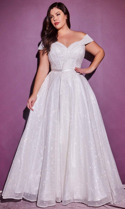 Cinderella Divine Bridals - CD214WC Off Shoulder Bridal Gown Wedding Dresses 16 / Off White