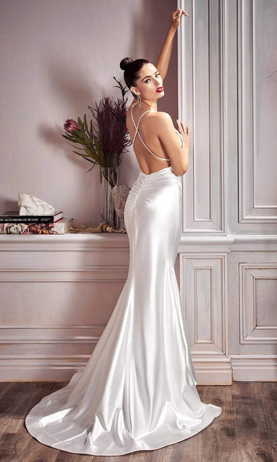 Cinderella Divine Bridals - CH236W Plunging V Neck Mermaid Bridal Gown Wedding Dresses