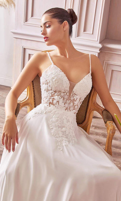 Cinderella Divine Bridals - TY11 Sheer Floral Embroidered Bridal Gown Wedding Dresses