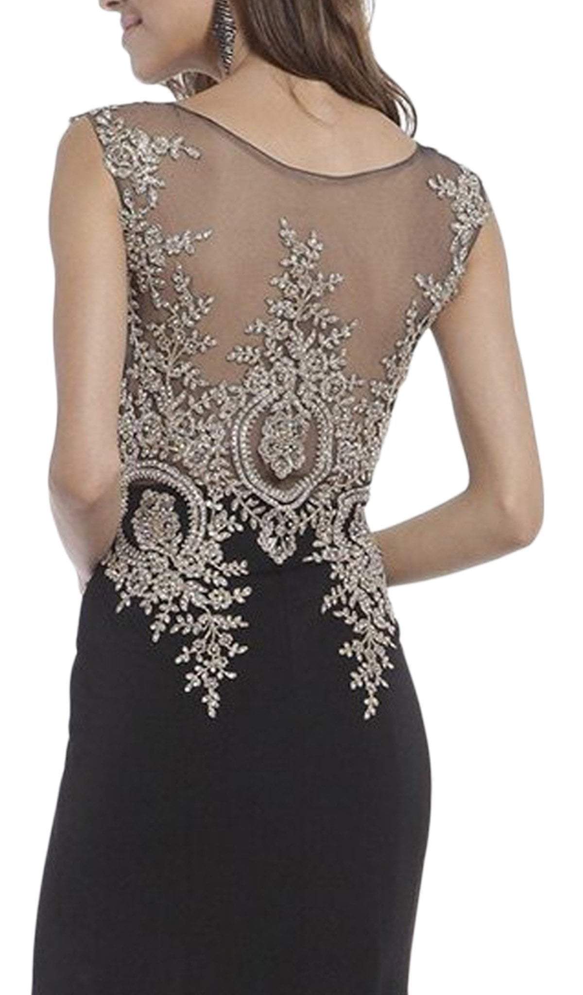 Cinderella Divine - Cap Sleeve Illusion Bateau Metallic Lace Evening Gown Special Occasion Dress