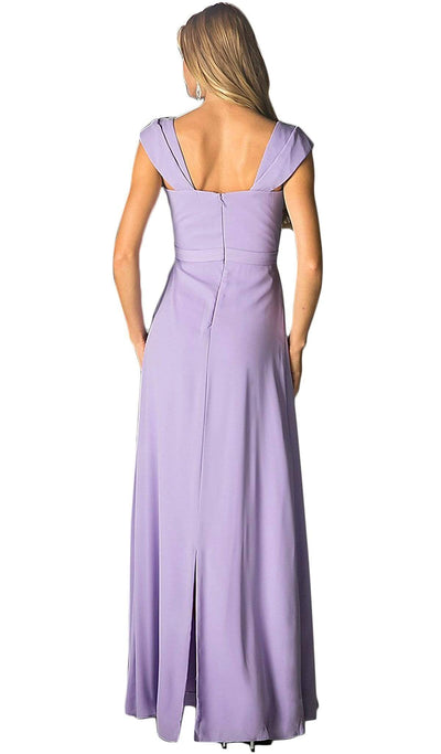 Cinderella Divine - Cap Sleeve Pleated Bodice A-Line Long Formal Dress Special Occasion Dress