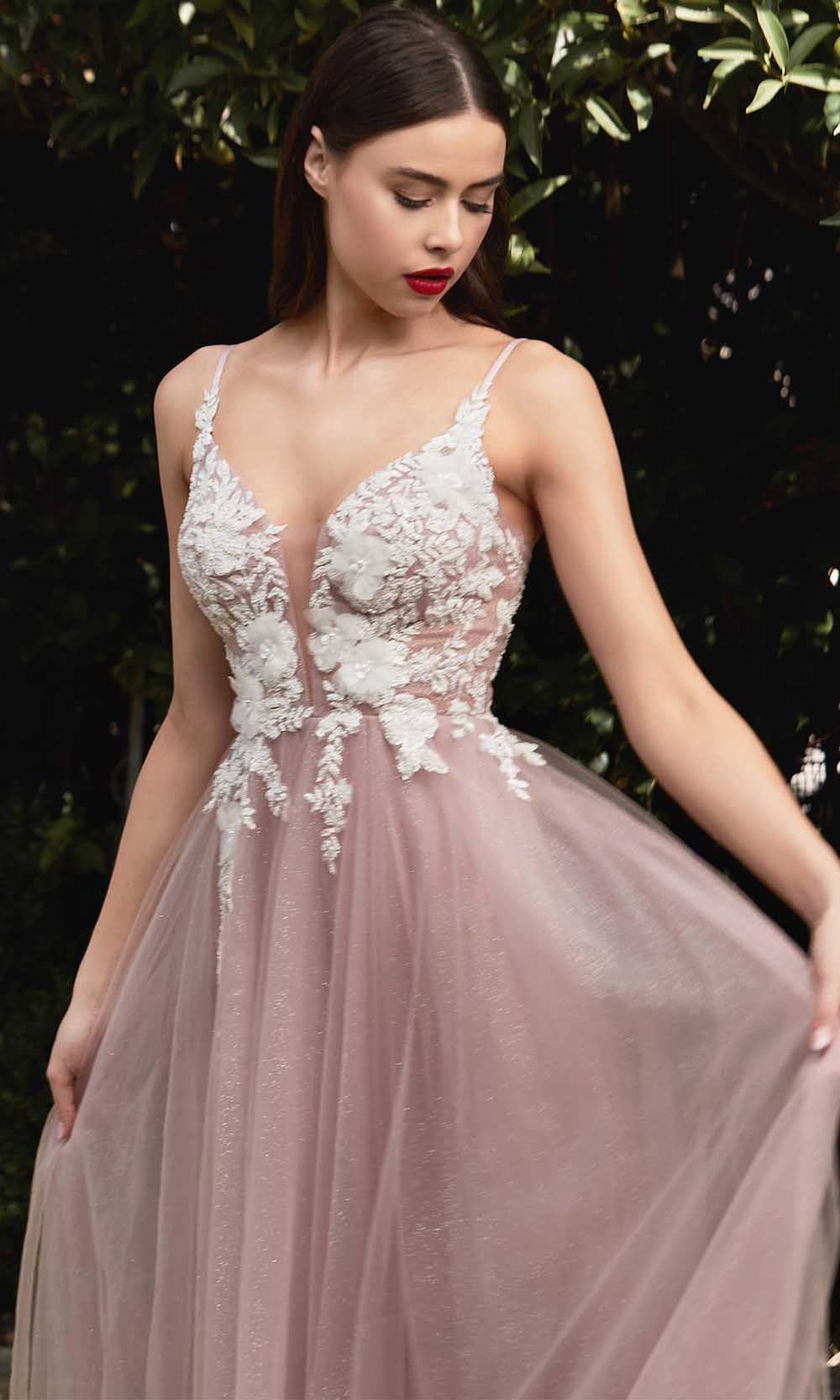 Cinderella Divine CB075 - Deep V-neck Long Gown Special Occasion Dress