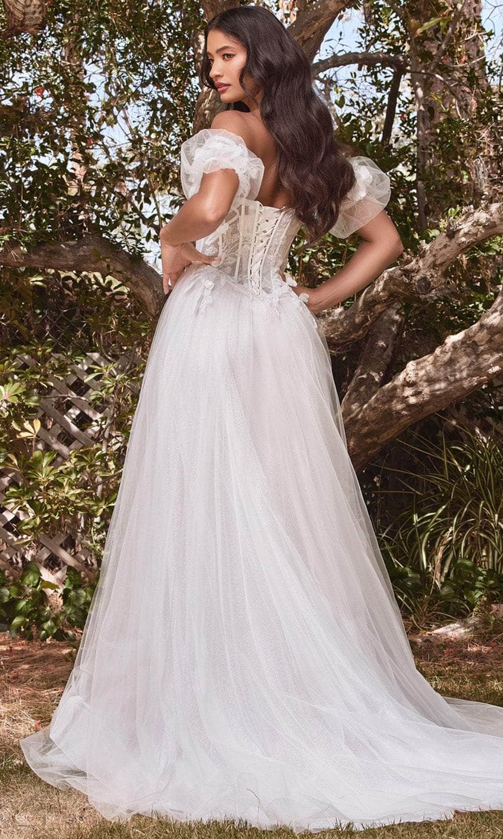 Cinderella Divine CB080W - Long Glitter Tulle Ballgown Dress - 3D Florals, Detachable Short Sleeves, Strapless, Corset, Lined, Slit, Back Zipper, Train ADASA Cinderella Divine CB080W - Long Glitter Tulle Ballgown Dress - 3D Florals, Detachable Short Sleeves, Strapless, Corset, Lined, Slit, Back Zipper, Train ADASA