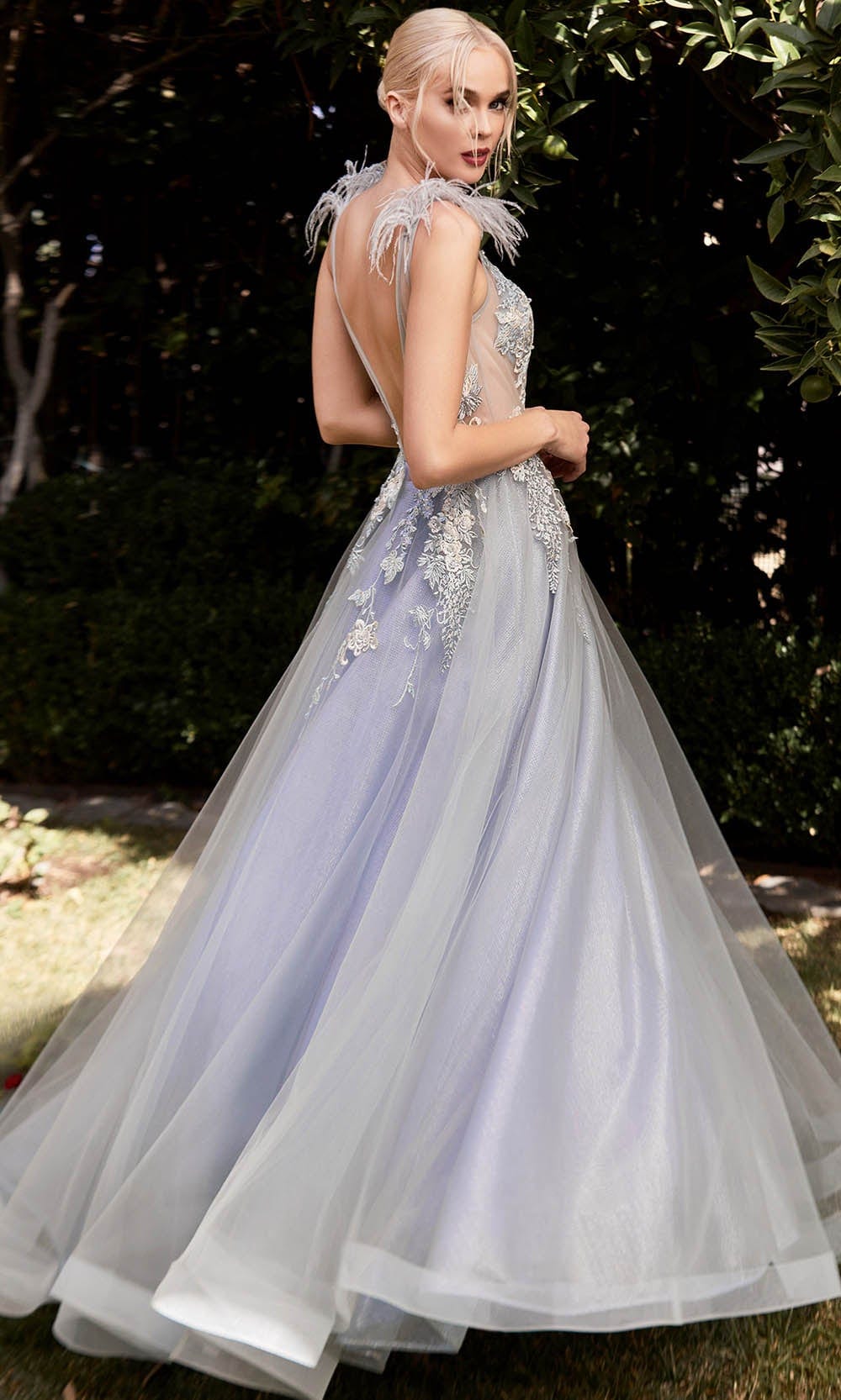 Cinderella Divine CB091 - Deep V-neck long Gown Prom Dresses