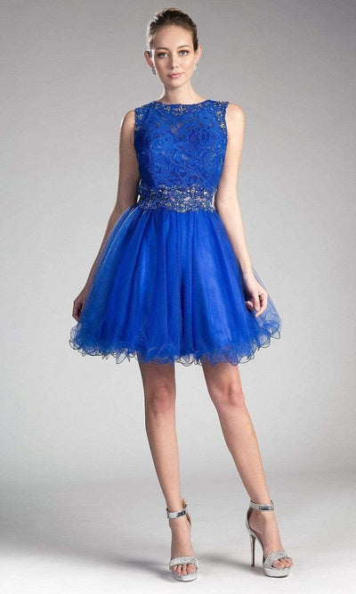 Cinderella Divine - CD0117 Sleeveless Lace Bodice Tulle A-Line Cocktail Dress Special Occasion Dress XXS / Royal