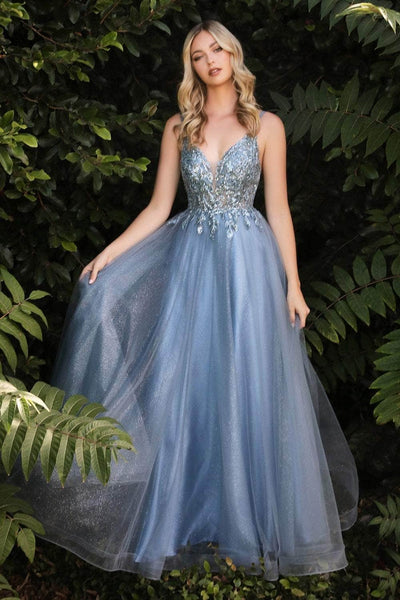 Cinderella Divine - CD0154 Plunging Beaded Appliqued Tulle Dress Bridesmaid Dresses