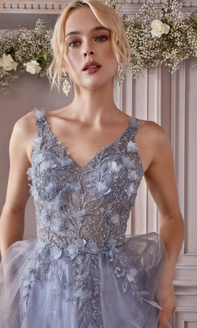 Cinderella Divine CD0181 - Floral Applique Prom Dress Special Occasion Dress