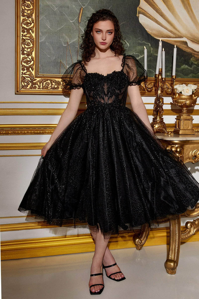 tea length dress Cinderella Divine CD0187 catching look Party Dress Christmas Dress gray Color:Dark Taupe