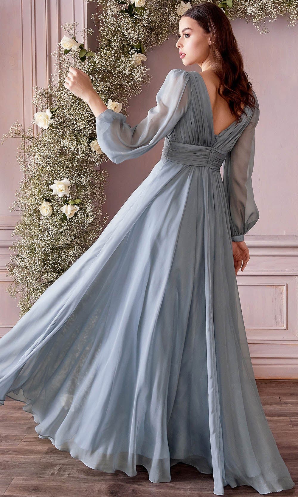 Cinderella Divine CD0192 - Bishop Sleeve Evening Dress | Couture Candy In Blue