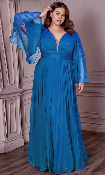 Cinderella Divine CD242C - Bell Sleeve Evening Gown Special Occasion Dress 18 / Teal