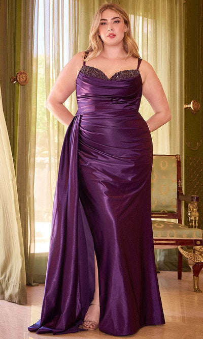 Cinderella Divine CD349C - Beaded Sweetheart Neck Sleeveless Prom Gown Prom Dresses 16 / Eggplant