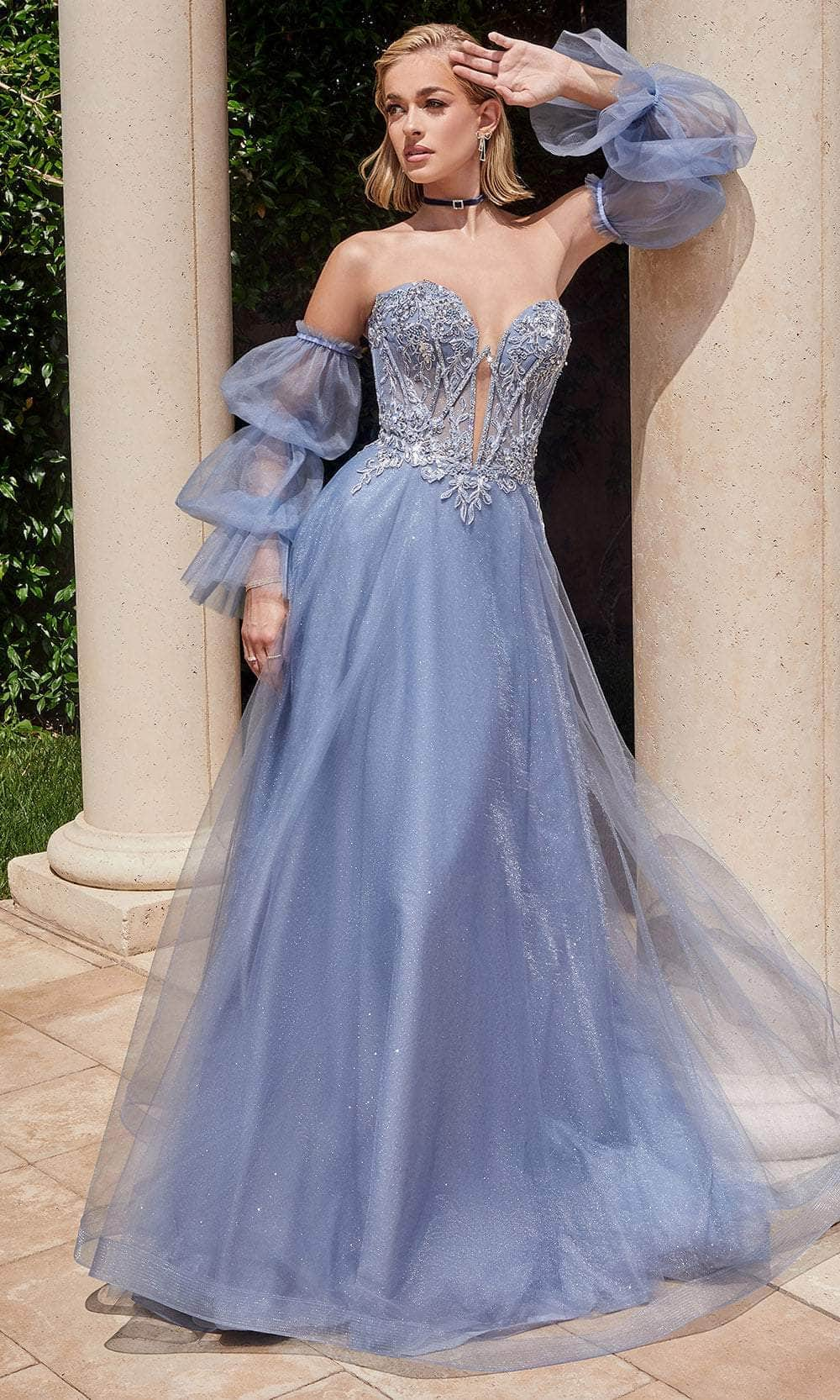 Cinderella Divine CD830 - Strapless Boned Detailed Embroidered Ballgown Ball Gowns 2 / Greenery