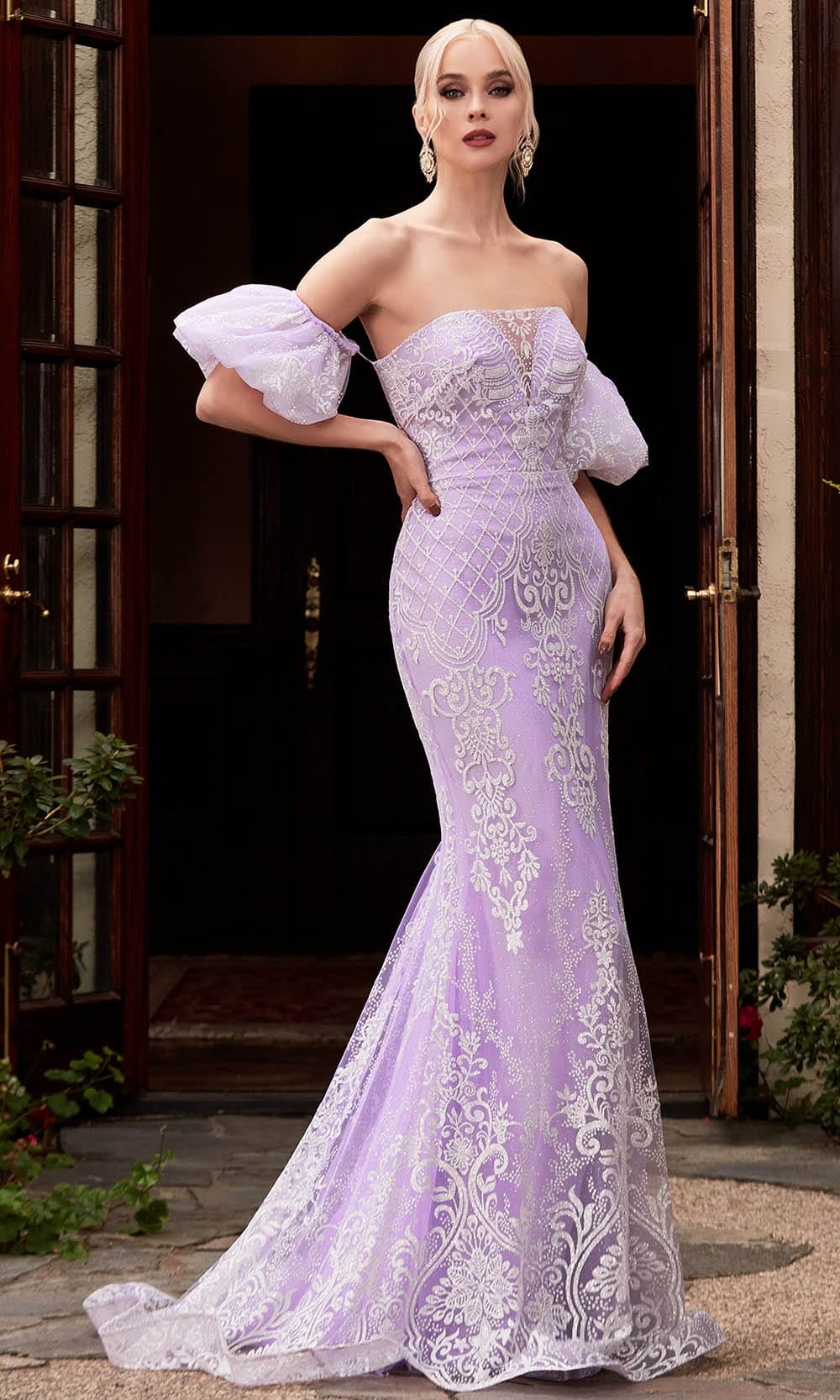 Cinderella Divine CD958 - Embroidered Formal Gown Special Occasion Dress 2 / Lavender