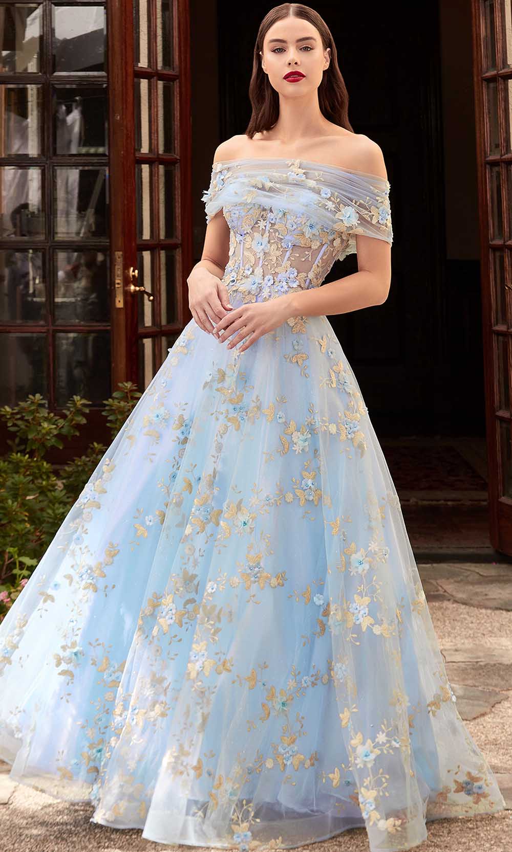 Cinderella Divine CD963 Prom Dresses 2 / Blue-Champagne