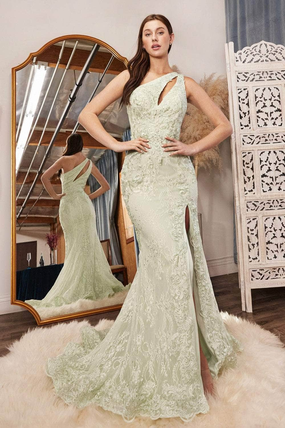 Cinderella Divine CD973 - Cut-out Bodice Lace Long Gown Special Occasion Dress