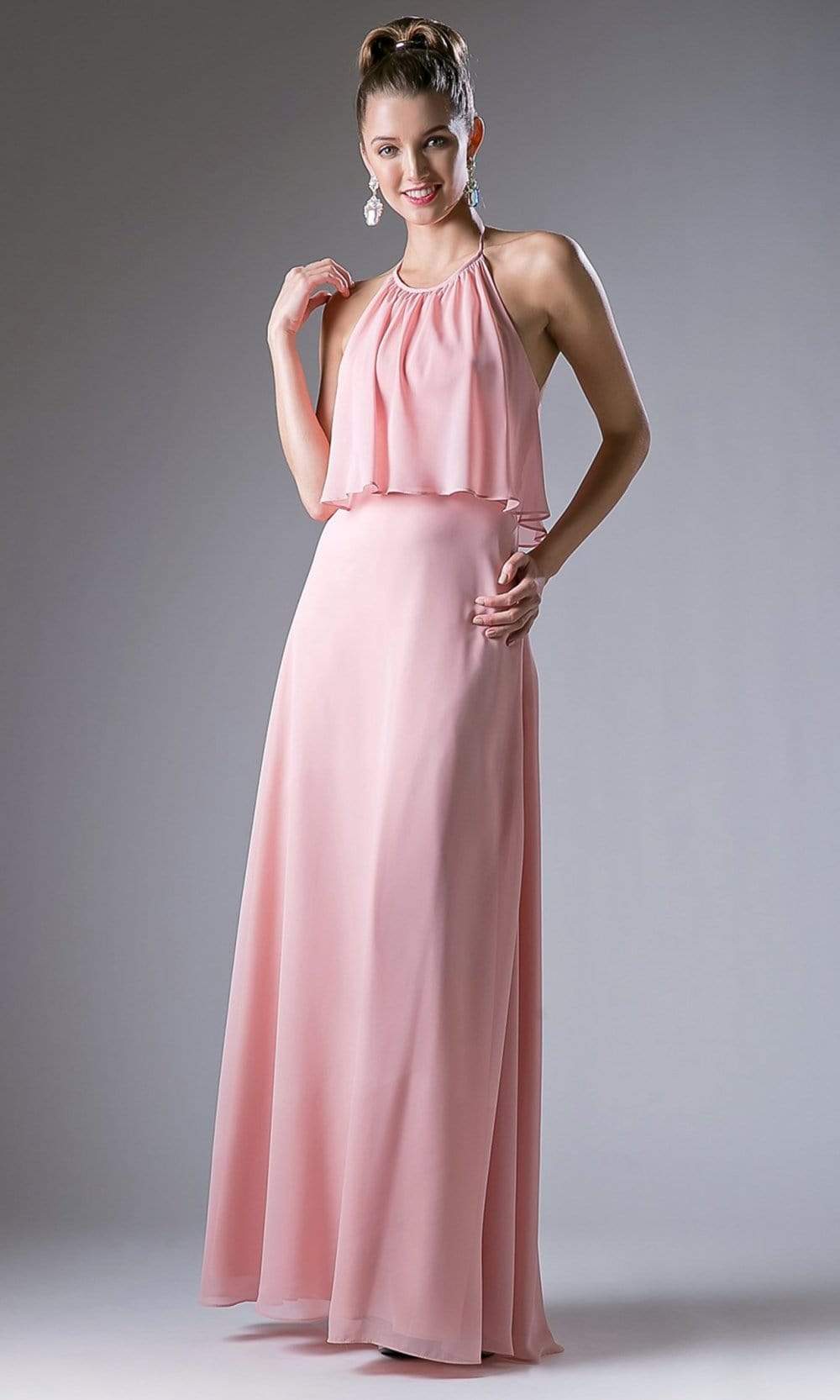 Cinderella Divine - CF130 Flounce Halter Style Chiffon A Line Dress Special Occasion Dress