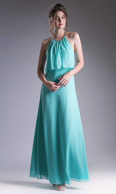 Cinderella Divine - CF130 Flounce Halter Style Chiffon A Line Dress Special Occasion Dress XS / Mint Green