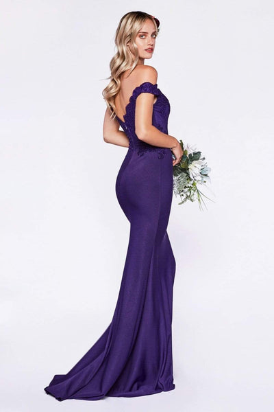 Ladivine - CF158 Off Shoulder Stretch Crepe Satin Gown Bridesmaid Dresses