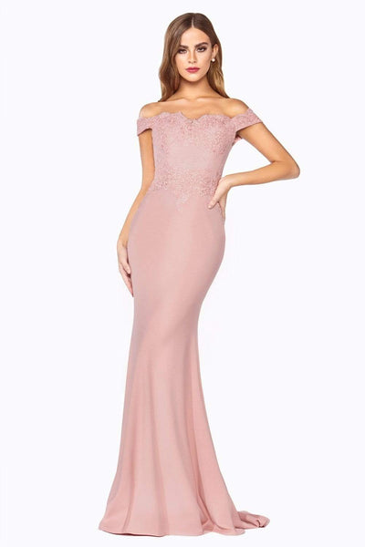 Ladivine - CF158 Off Shoulder Stretch Crepe Satin Gown Bridesmaid Dresses