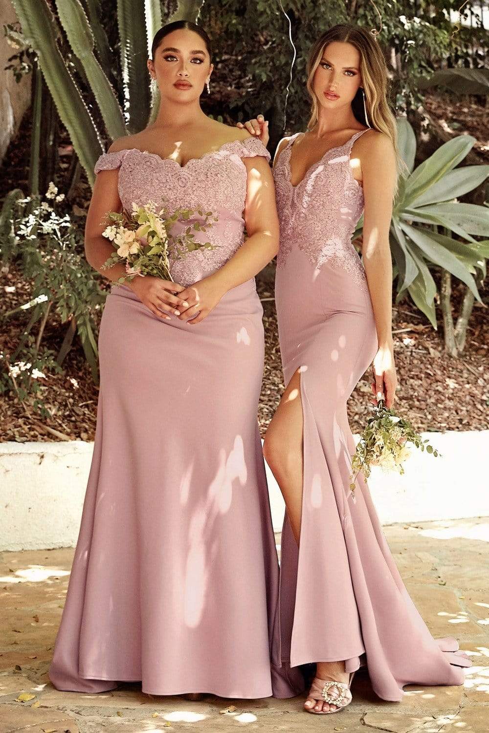 Ladivine - CF158 Off Shoulder Stretch Crepe Satin Gown Bridesmaid Dresses