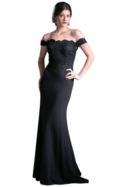 Cinderella Divine - CF158 Stretch Crepe Satin Off Shoulder Gown Evening Dresses