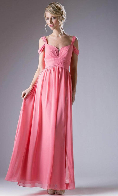 Cinderella Divine CH518 - Bare Back Chiffon Flowy Gown Special Occasion Dress XS / Coral