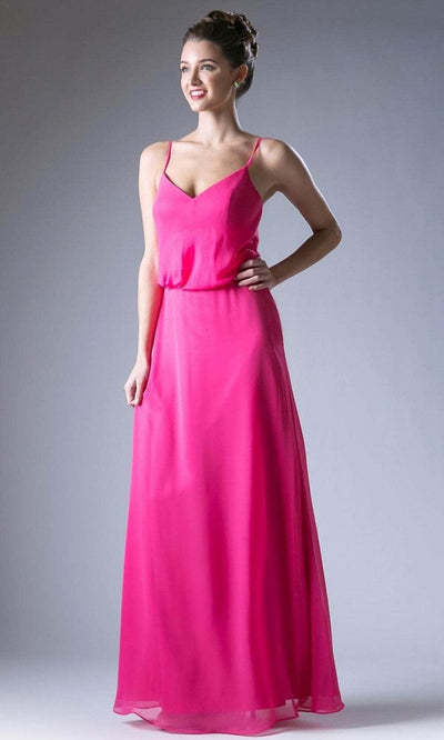 Cinderella Divine CH530 - Sleeveless Blouson Column Dress Special Occasion Dress XS / Fuchsia