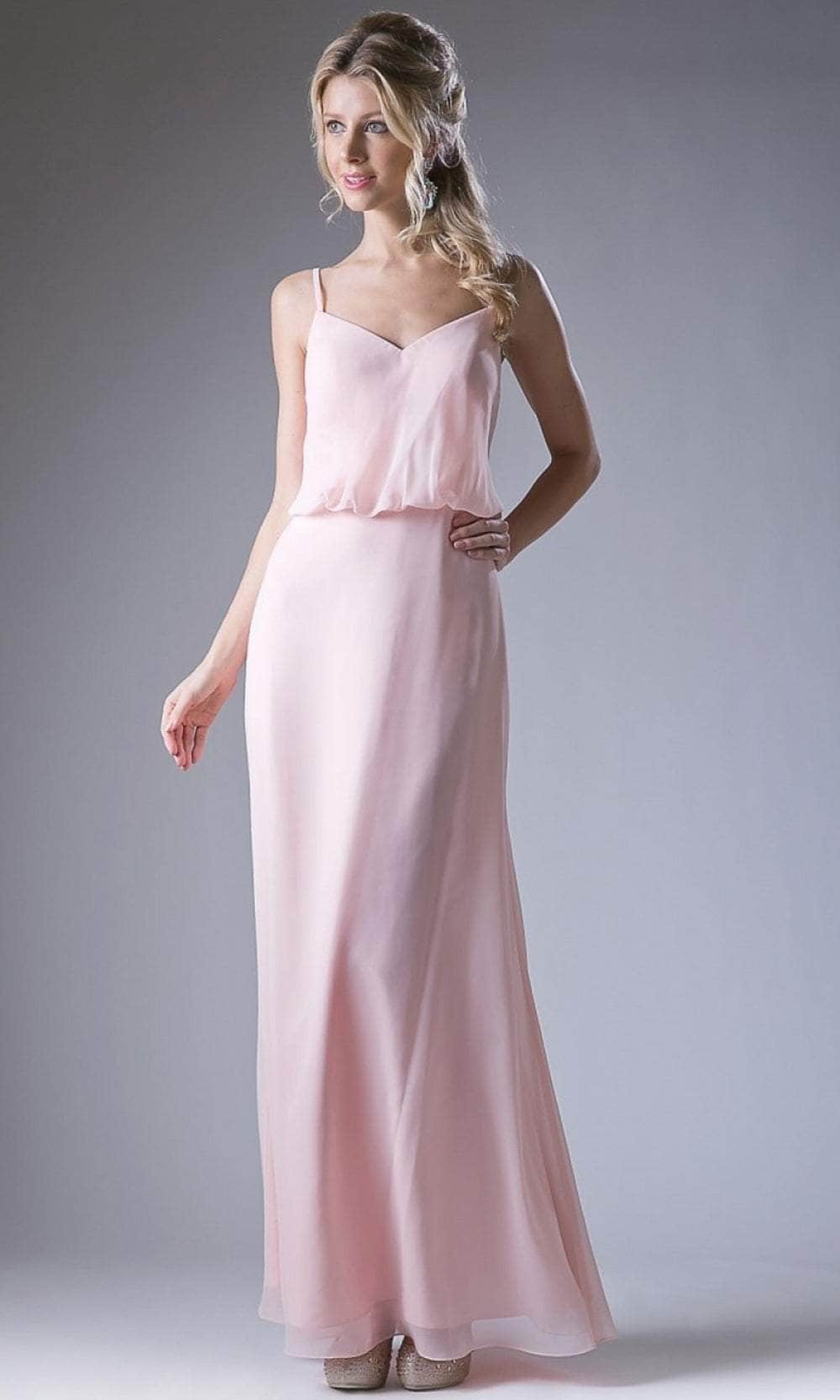Cinderella Divine CH530 - Sleeveless Blouson Column Dress Special Occasion Dress XS / Peach