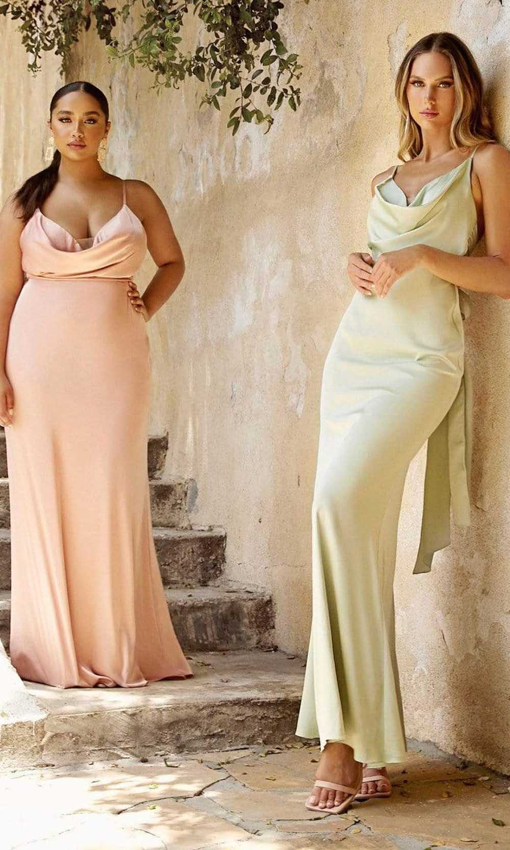 Cinderella Divine - Cowl Neck Sheath Evening Gown 7487 - 1 pc Dusty Rose In Size 8 Available CCSALE 8 / Dusty Rose