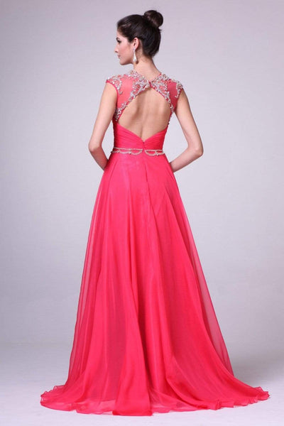 Cinderella Divine - Crystal Embellished Ruched Evening Gown Special Occasion Dress