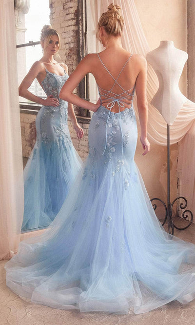 Cinderella Divine D145 - Floral Beaded Trumpet Prom Gown Prom Dresses