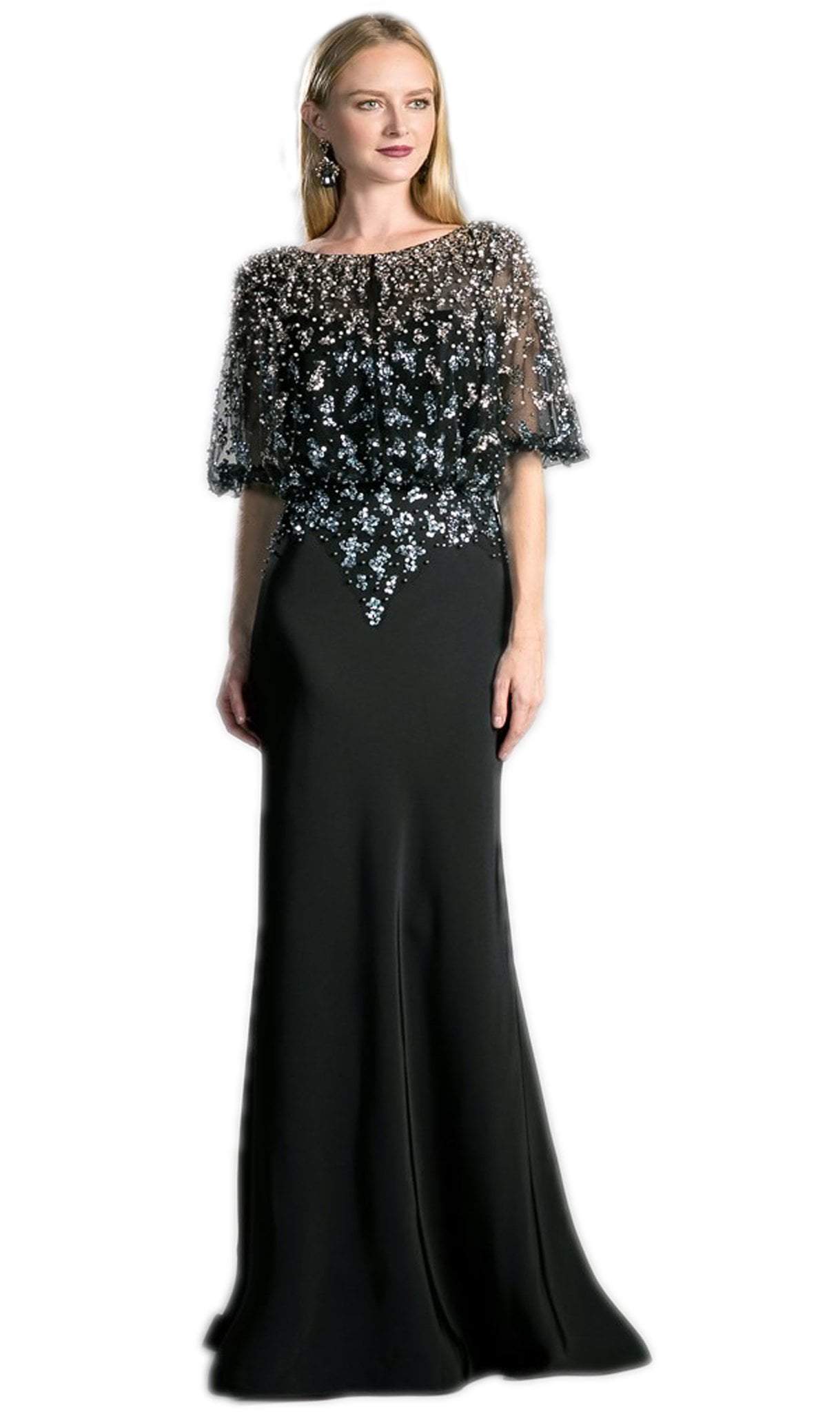 Ladivine - Embellished Bateau Sheath Evening Dress Special Occasion Dress 2 / Black