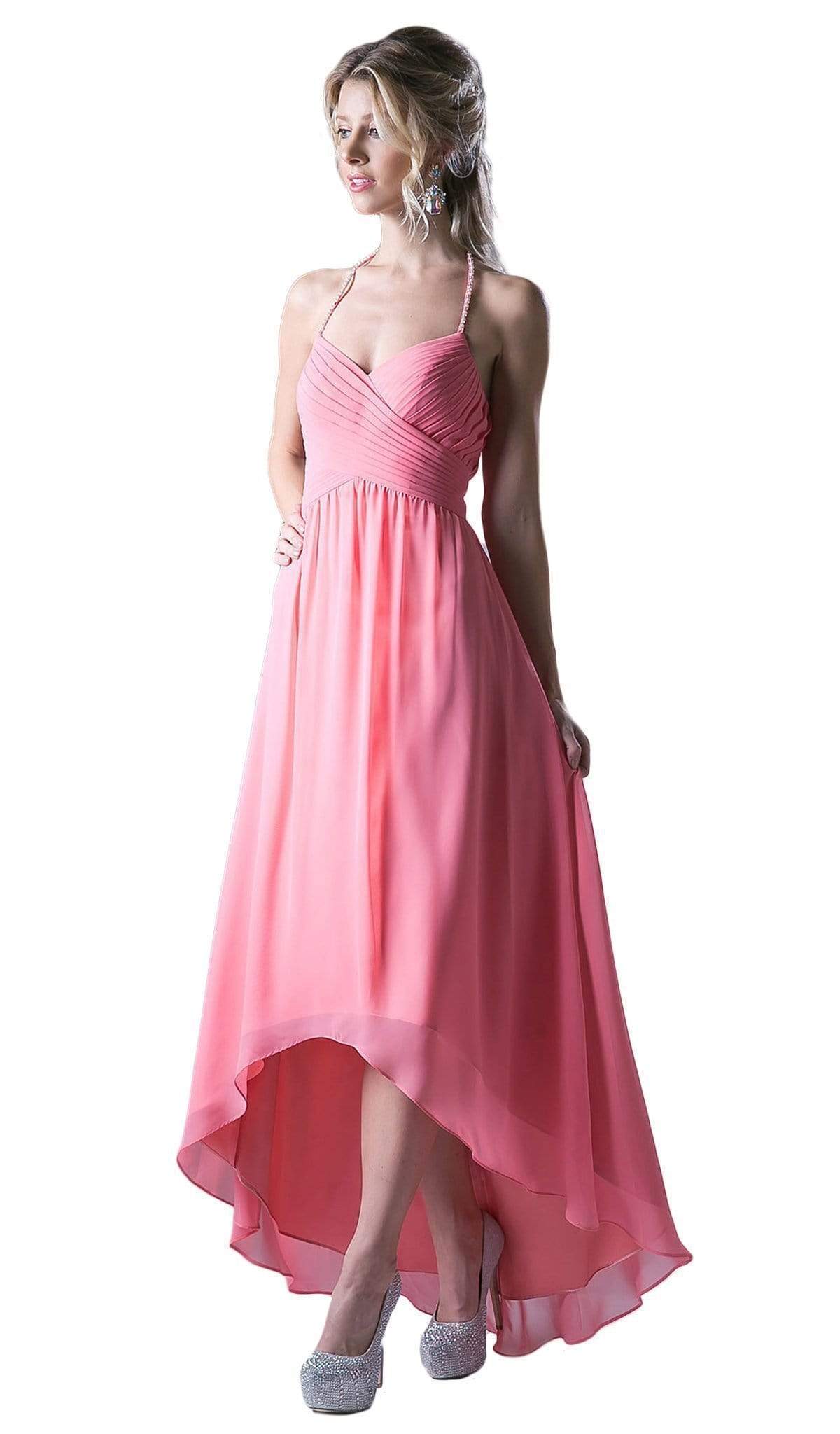 Cinderella Divine - Embellished Halter High Low A-line Dress Evening Dresses