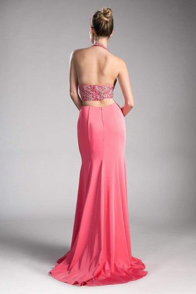 Cinderella Divine - Embellished High Halter Fitted Evening Gown Special Occasion Dress
