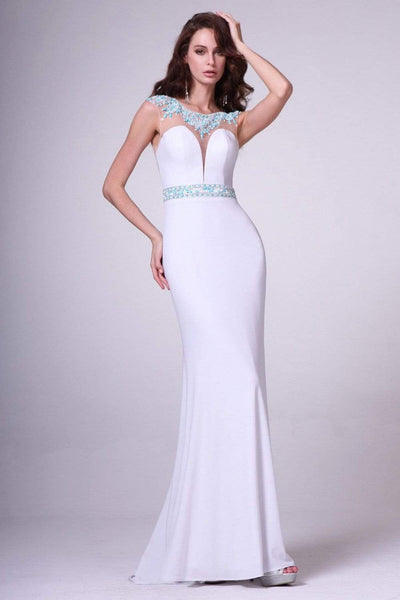 Cinderella Divine - Embellished Illusion Bateau Neck Sheath Dress Special Occasion Dress