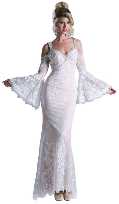 Cinderella Divine - Embellished Lace Long Bell Sleeve Sheath Dress Special Occasion Dress