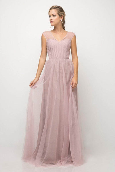 Cinderella Divine - ET320 Sleeveless Pleated Top Tulle A Line Gown Special Occasion Dress