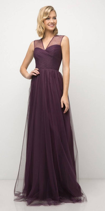Cinderella Divine - ET320 Sleeveless Pleated Top Tulle A Line Gown Special Occasion Dress