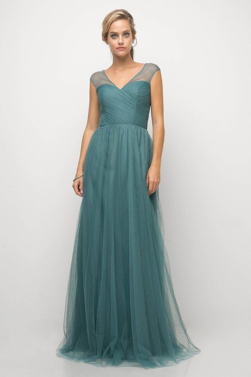 Cinderella Divine - ET320 Sleeveless Pleated Tulle A Line Gown Bridesmaid Dresses