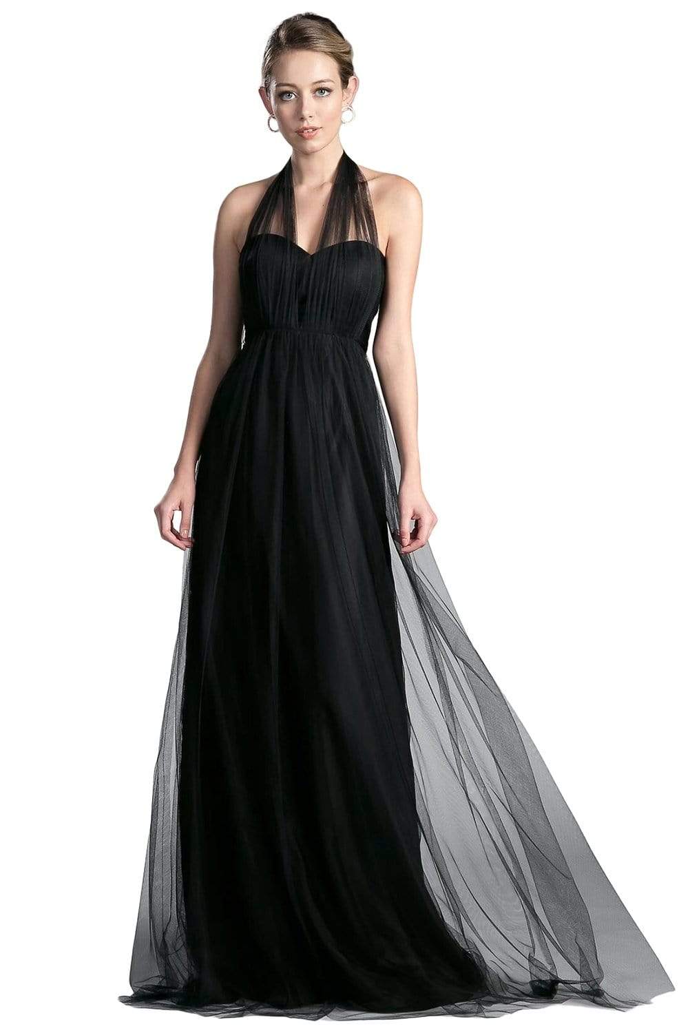 Cinderella Divine - ET322 Sweetheart Neckline Convertible Tulle Gown Bridesmaid Dresses 4 / Black