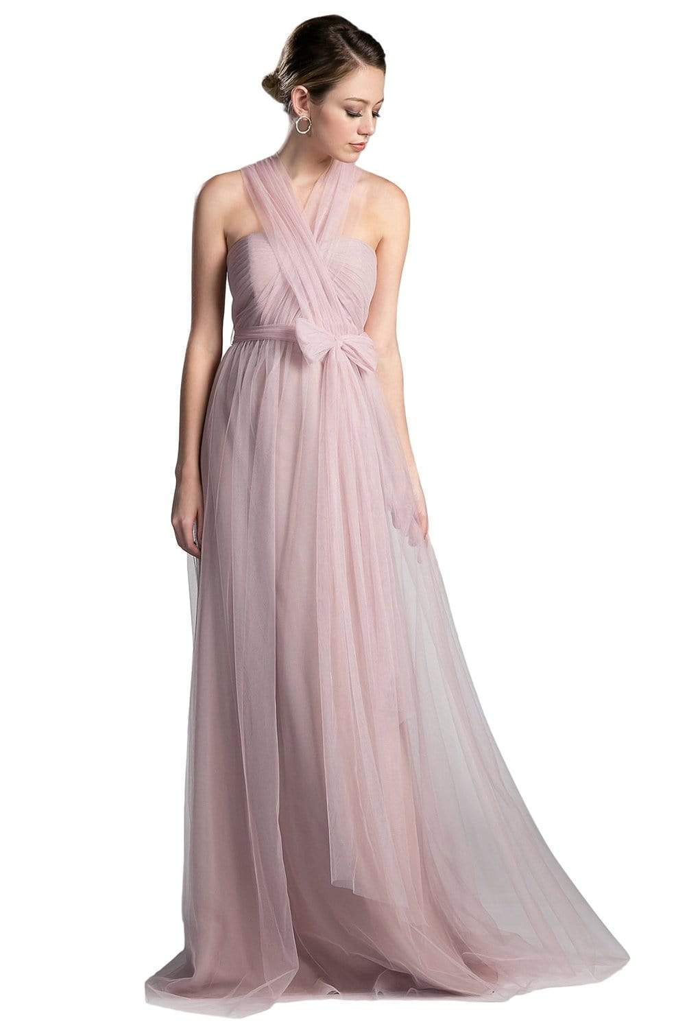 Ladivine - ET322 Sweetheart Neckline Convertible Tulle Gown Bridesmaid Dresses 4 / Blush