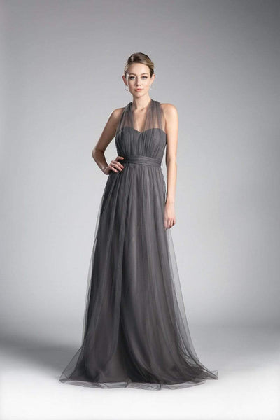 Cinderella Divine - ET322 Sweetheart Neckline Convertible Tulle Gown Bridesmaid Dresses 4 / Charcoal