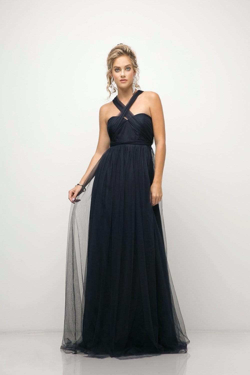 Ladivine - ET322 Sweetheart Neckline Convertible Tulle Gown Bridesmaid Dresses 4 / Navy