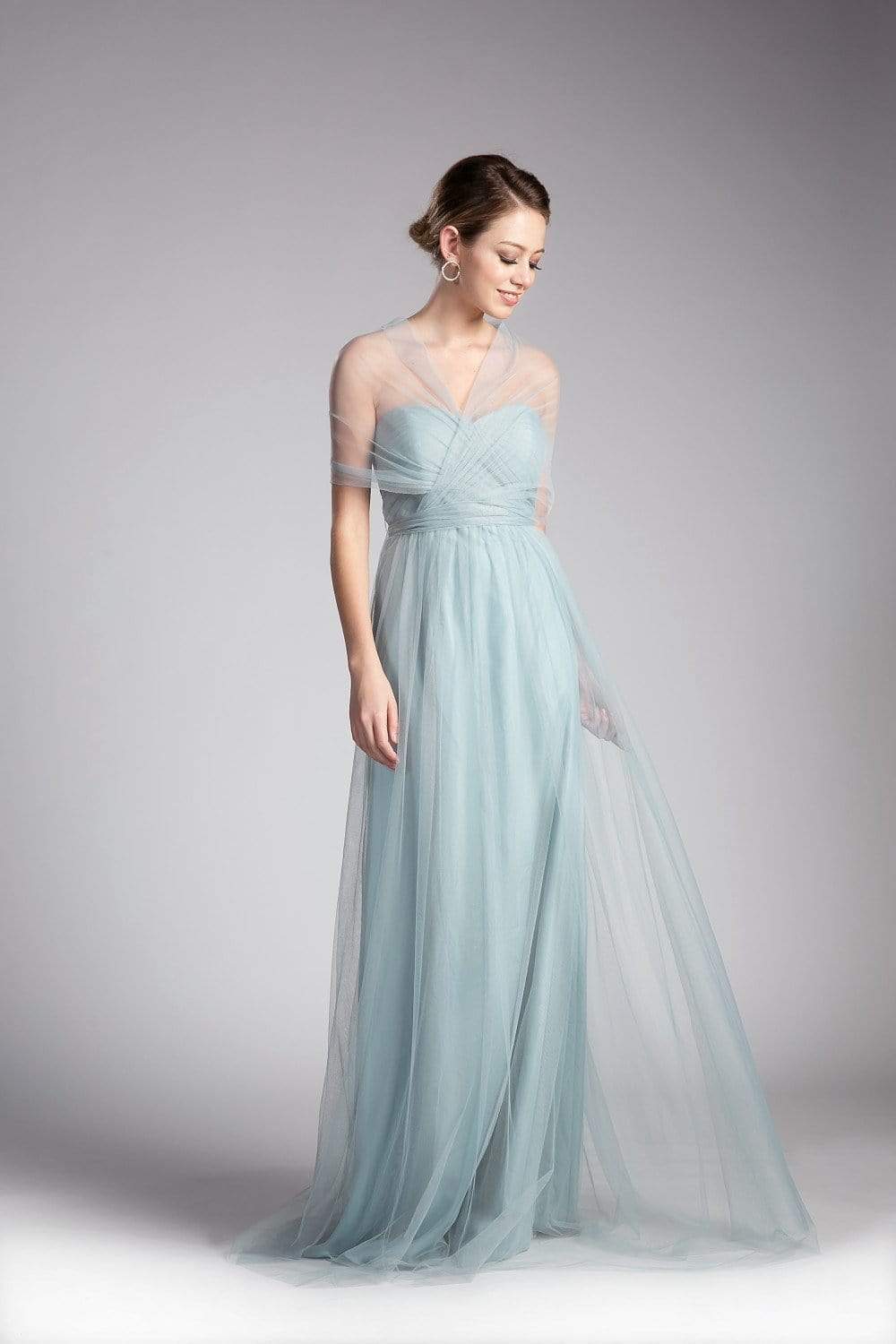 Ladivine - ET322 Sweetheart Neckline Convertible Tulle Gown Bridesmaid Dresses 4 / Paris Blue