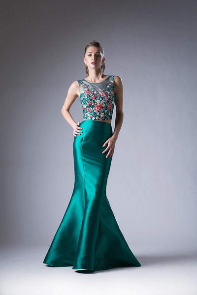 Cinderella Divine - HW03 Two Piece Floral Appliqued Mermaid Gown Special Occasion Dress